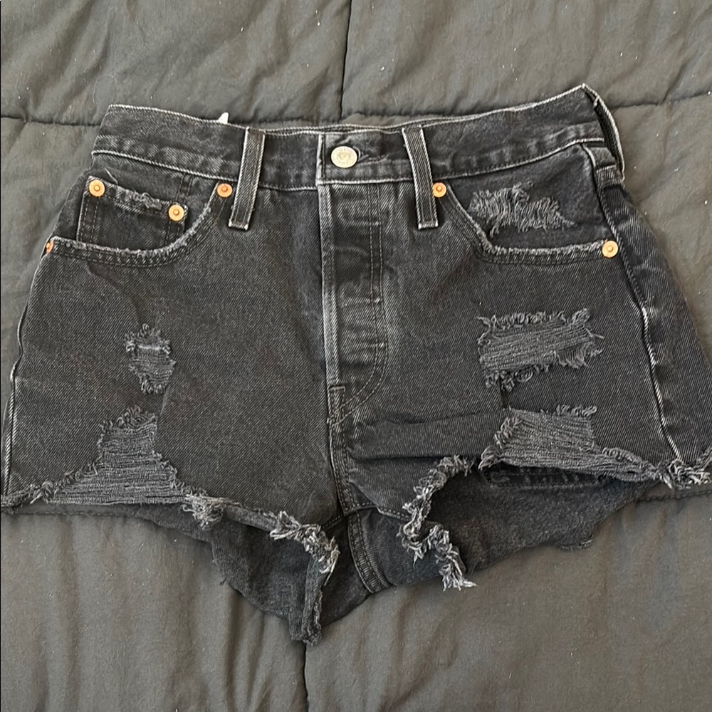 Levi’s Black Distressed shorts